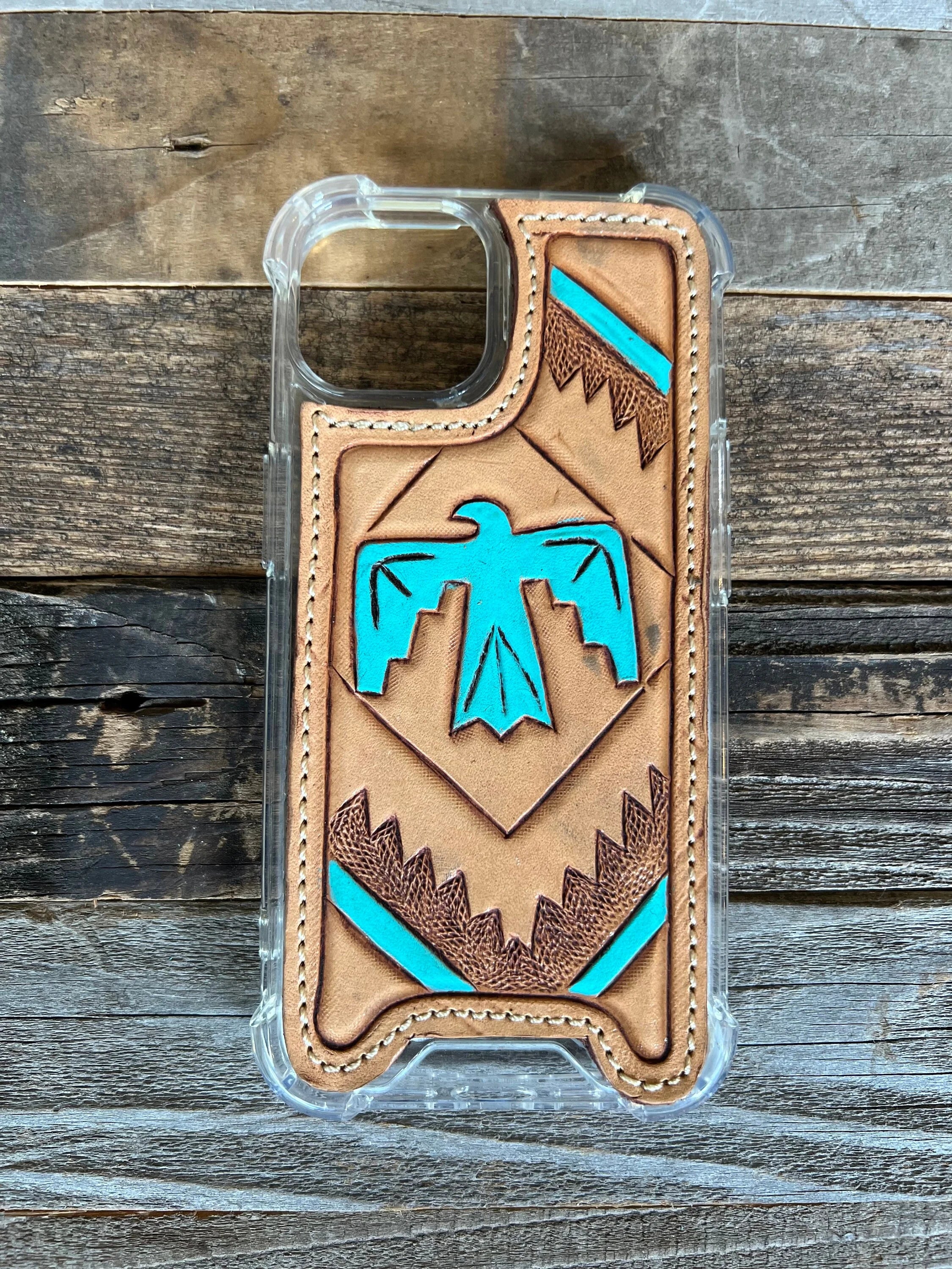 Leather thunderbird phone case