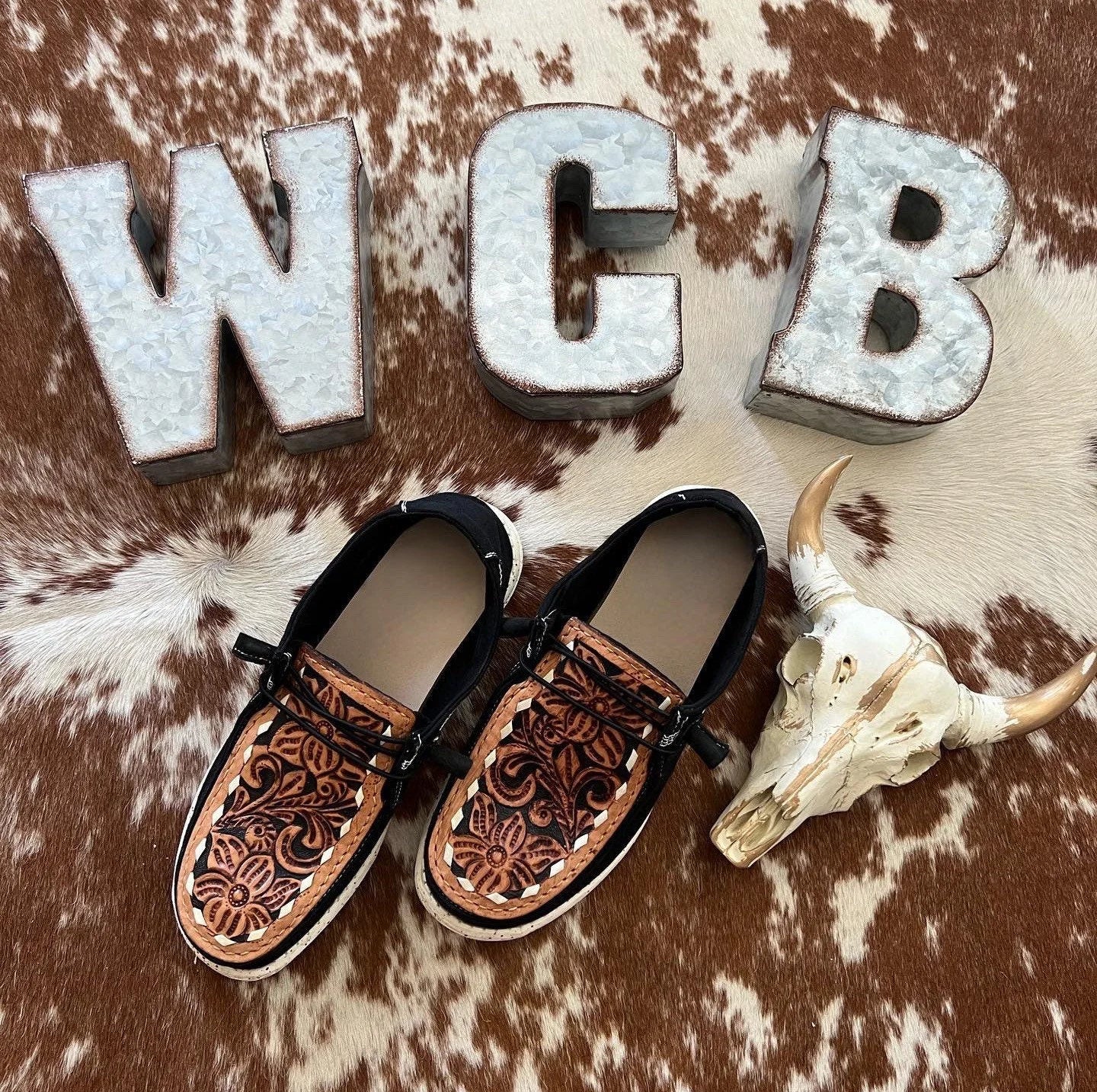 Tooled leather shoes