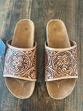 Tooled leather slides