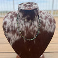 Beaded flat natural turquoise with sterling silver pearls