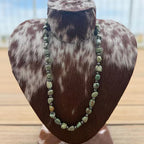 Beaded turquoise necklace with sterling silver