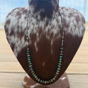 Green rondelle turquoise with cream shells