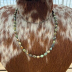Beaded flat natural turquoise with sterling silver pearls