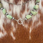 Beaded turquoise necklace with sterling silver
