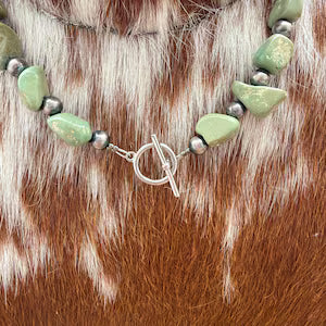 Beaded turquoise necklace with sterling silver