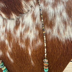 Green rondelle turquoise with cream shells