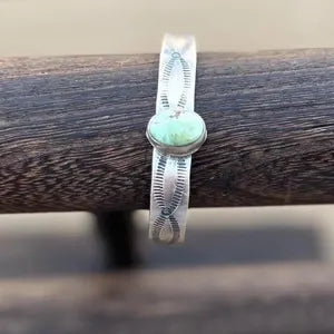 Stamped turquoise cuff