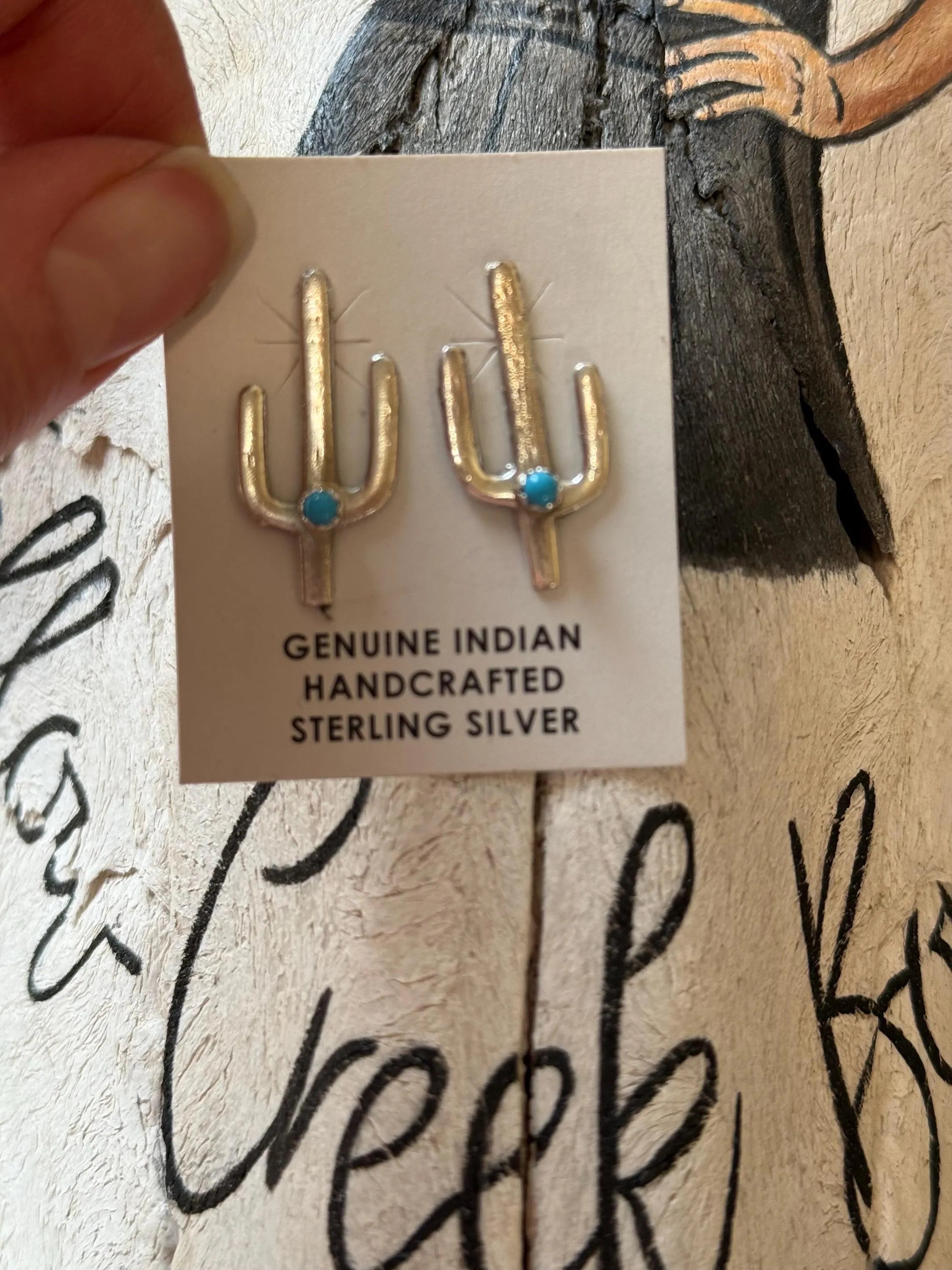 Sterling Silver Cactus Earrings