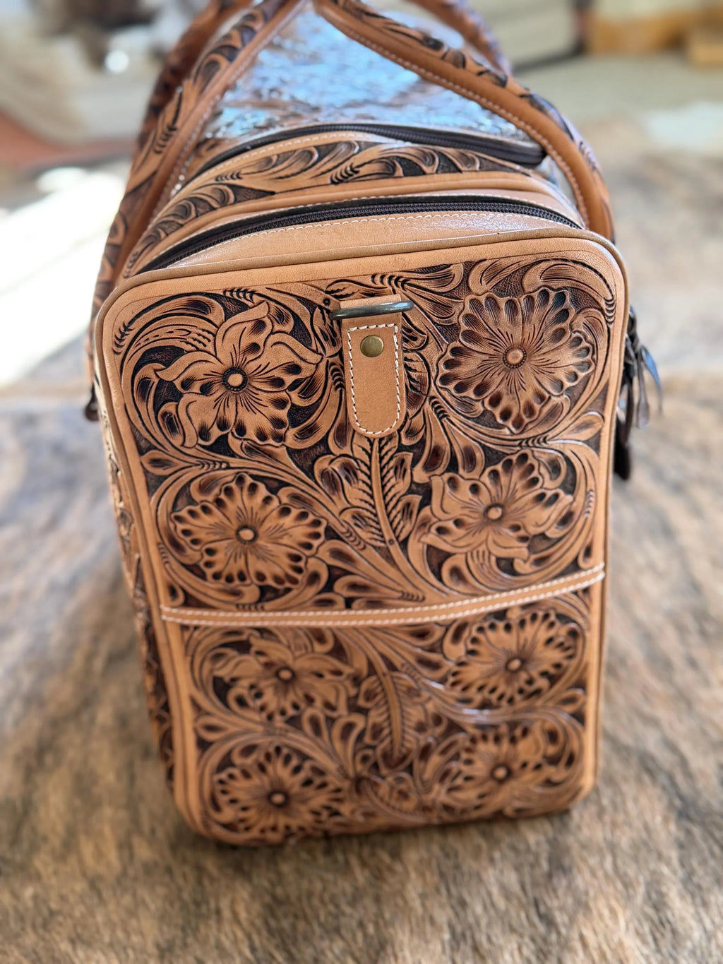 Tooled Leather Duffel Bag