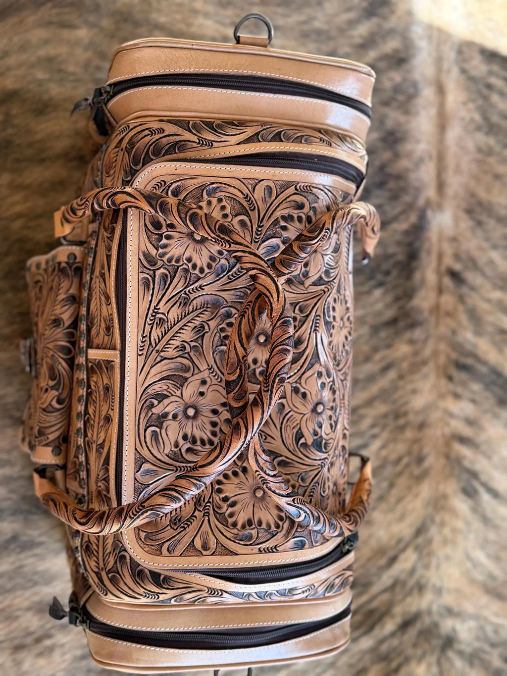 Tooled Leather Duffel Bag