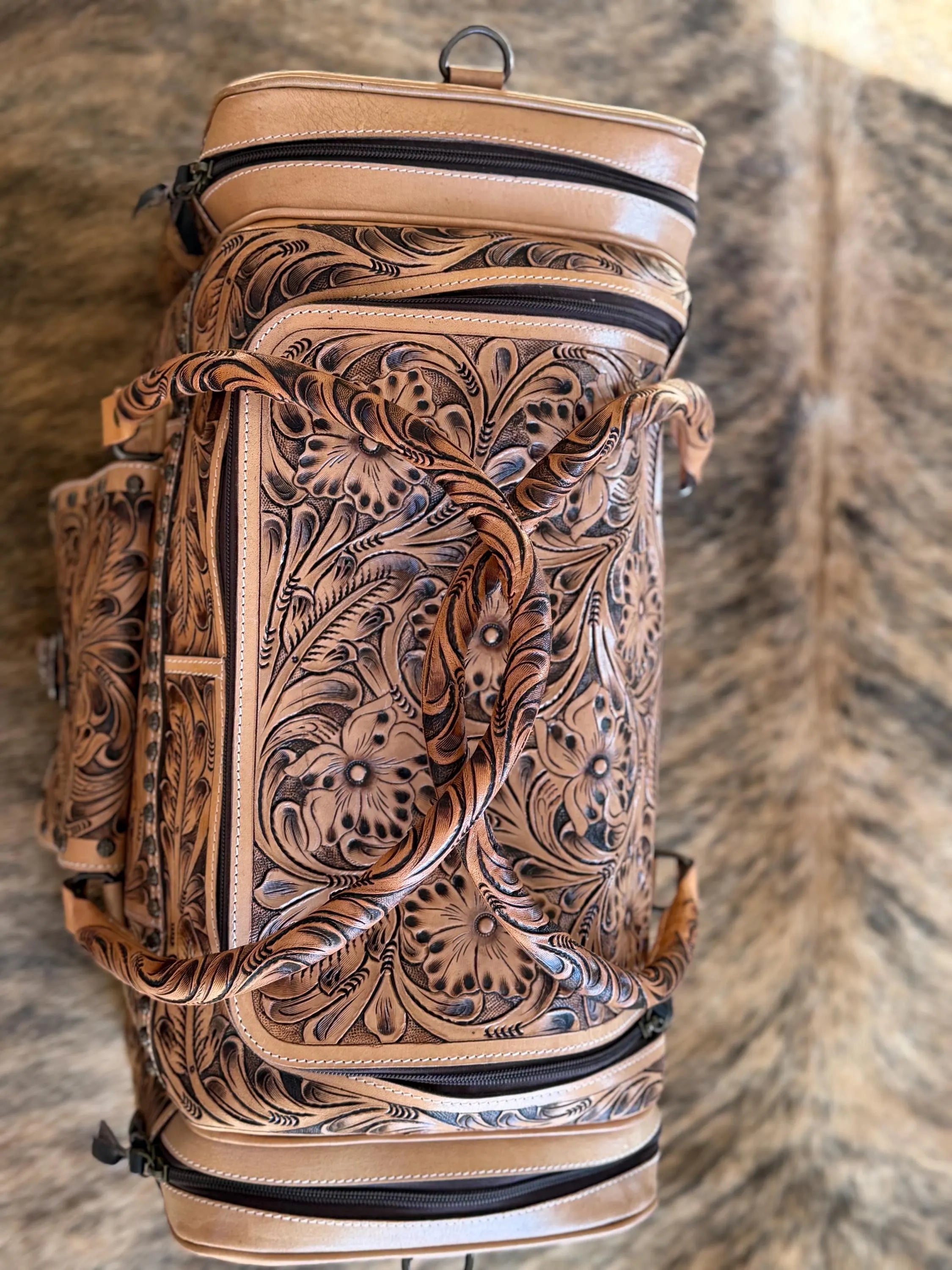Tooled Leather Duffel Bag