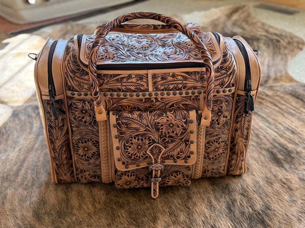 Tooled Leather Duffel Bag