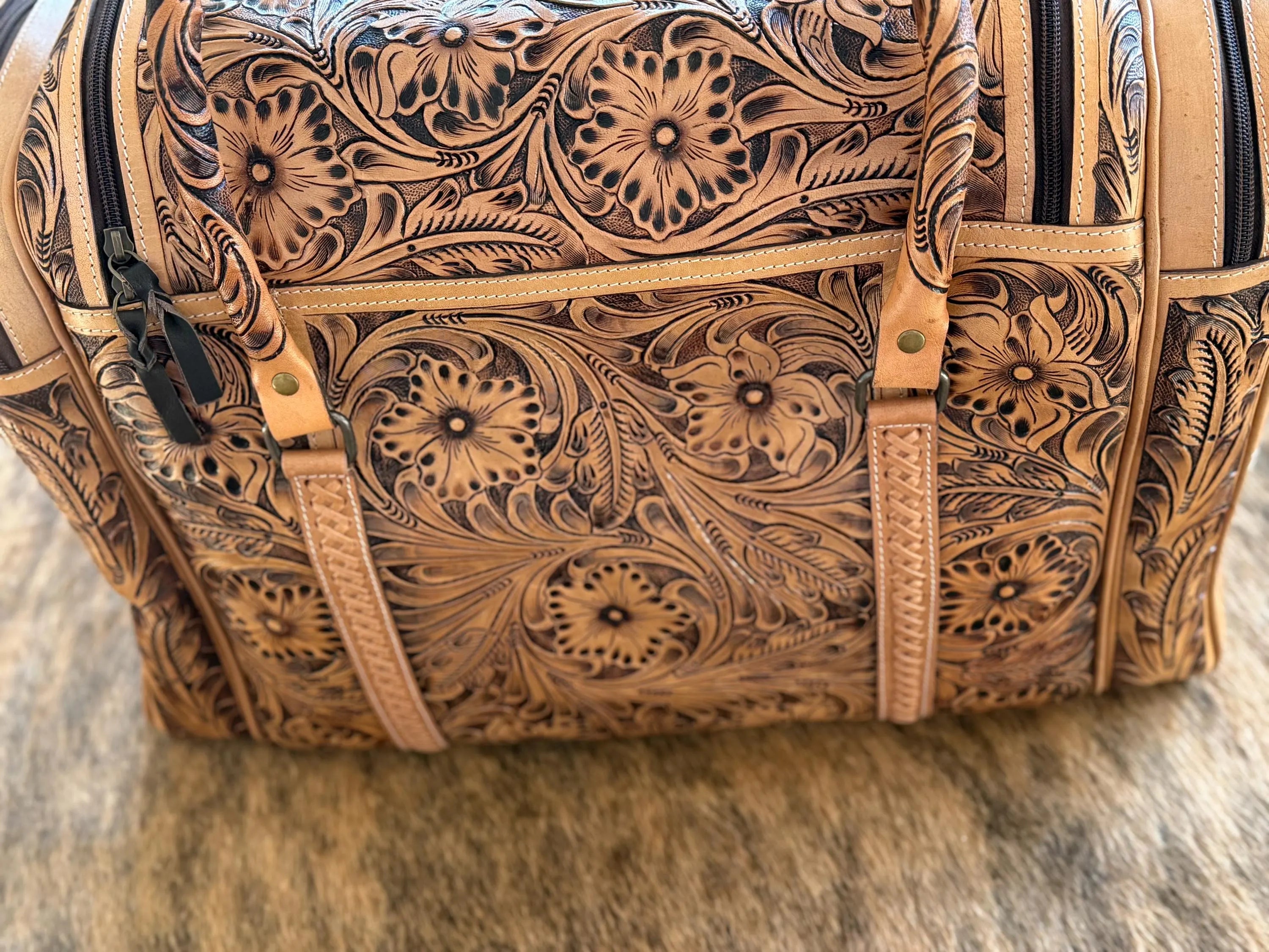 Tooled Leather Duffel Bag