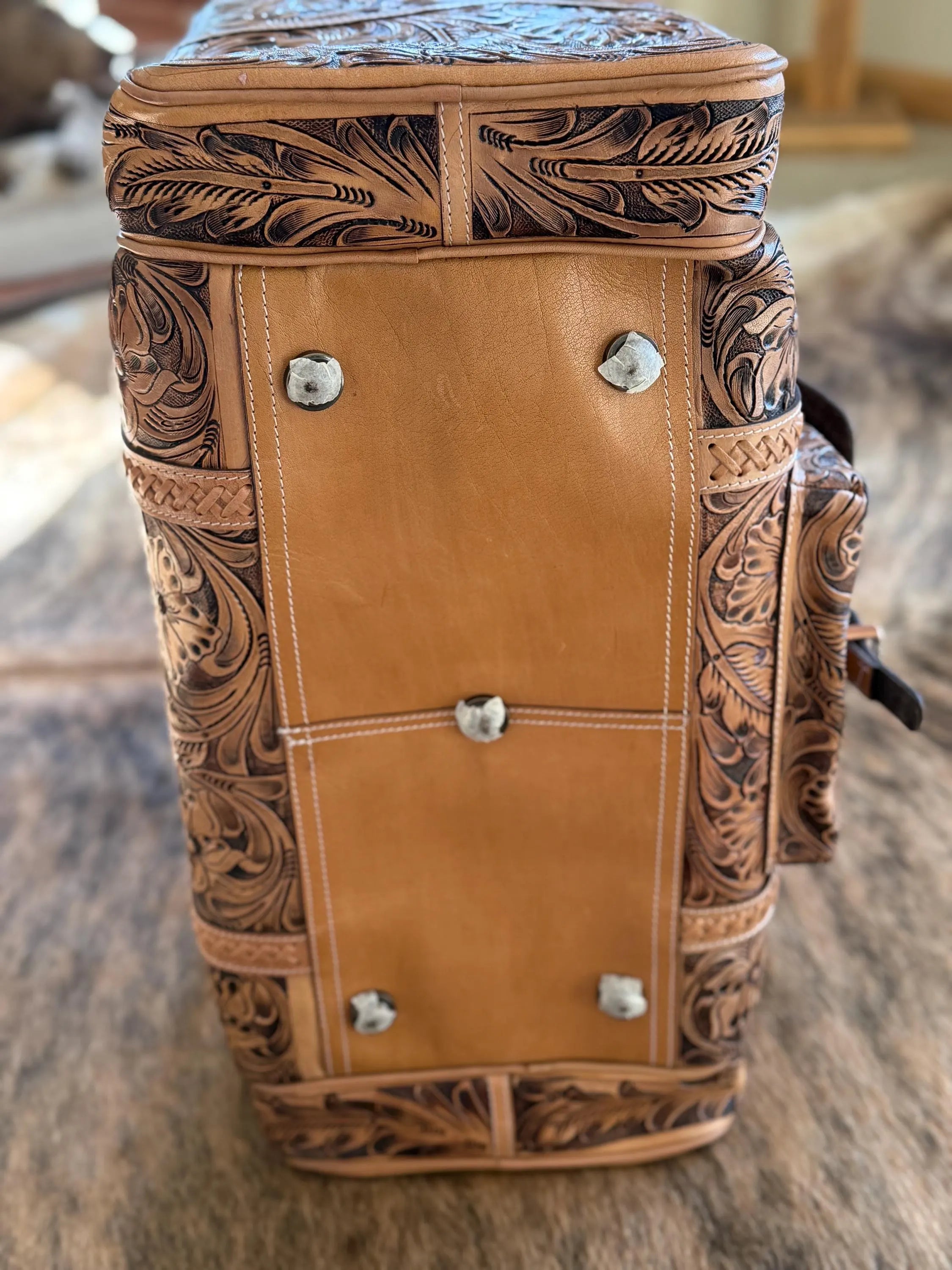 Tooled Leather Duffel Bag