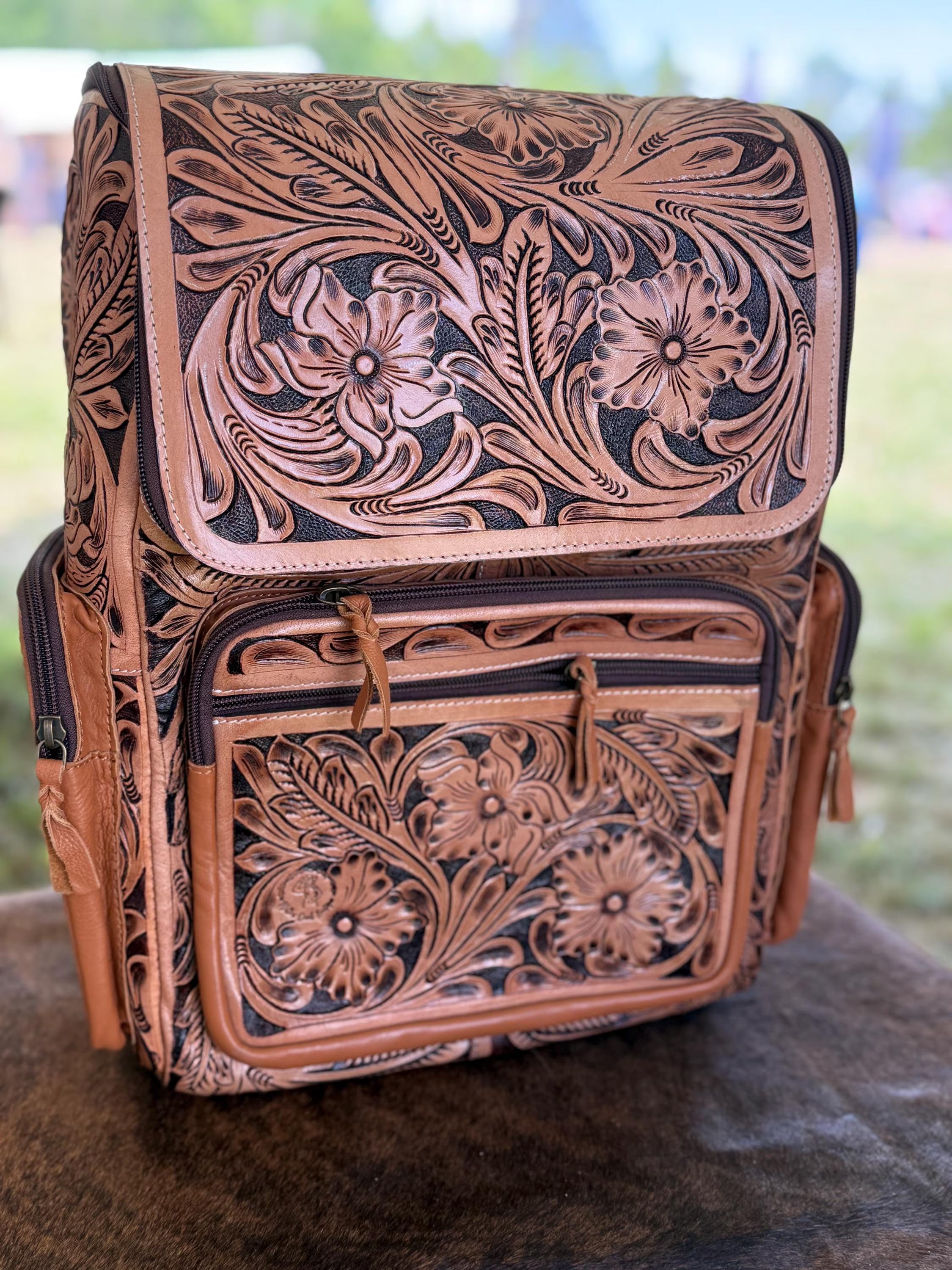Tooled Leather Backpack