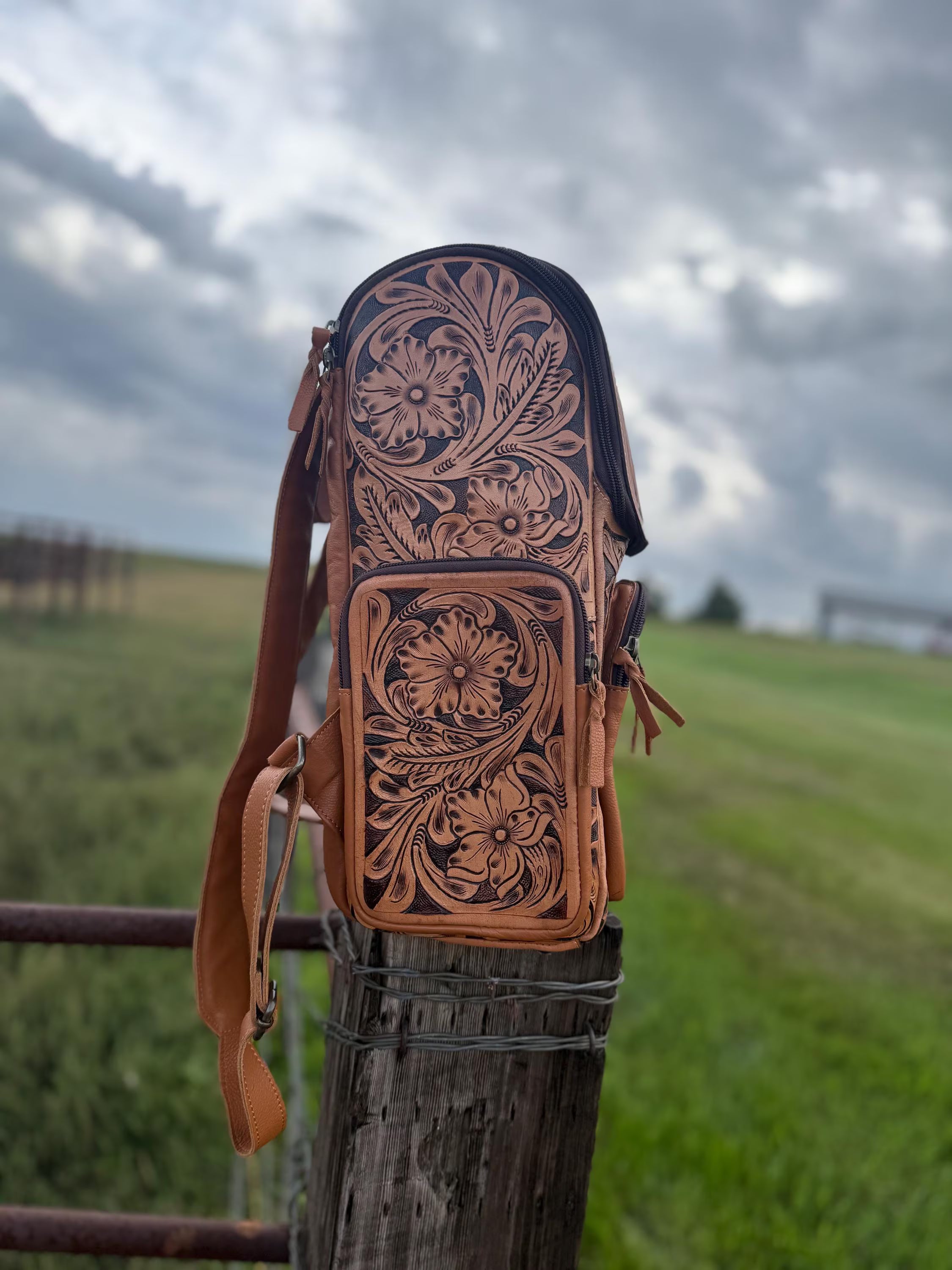 Tooled Leather Backpack