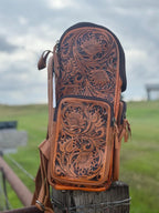 Leather Tooled Diaper Bag Backpack