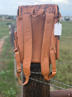 Leather Tooled Diaper Bag Backpack