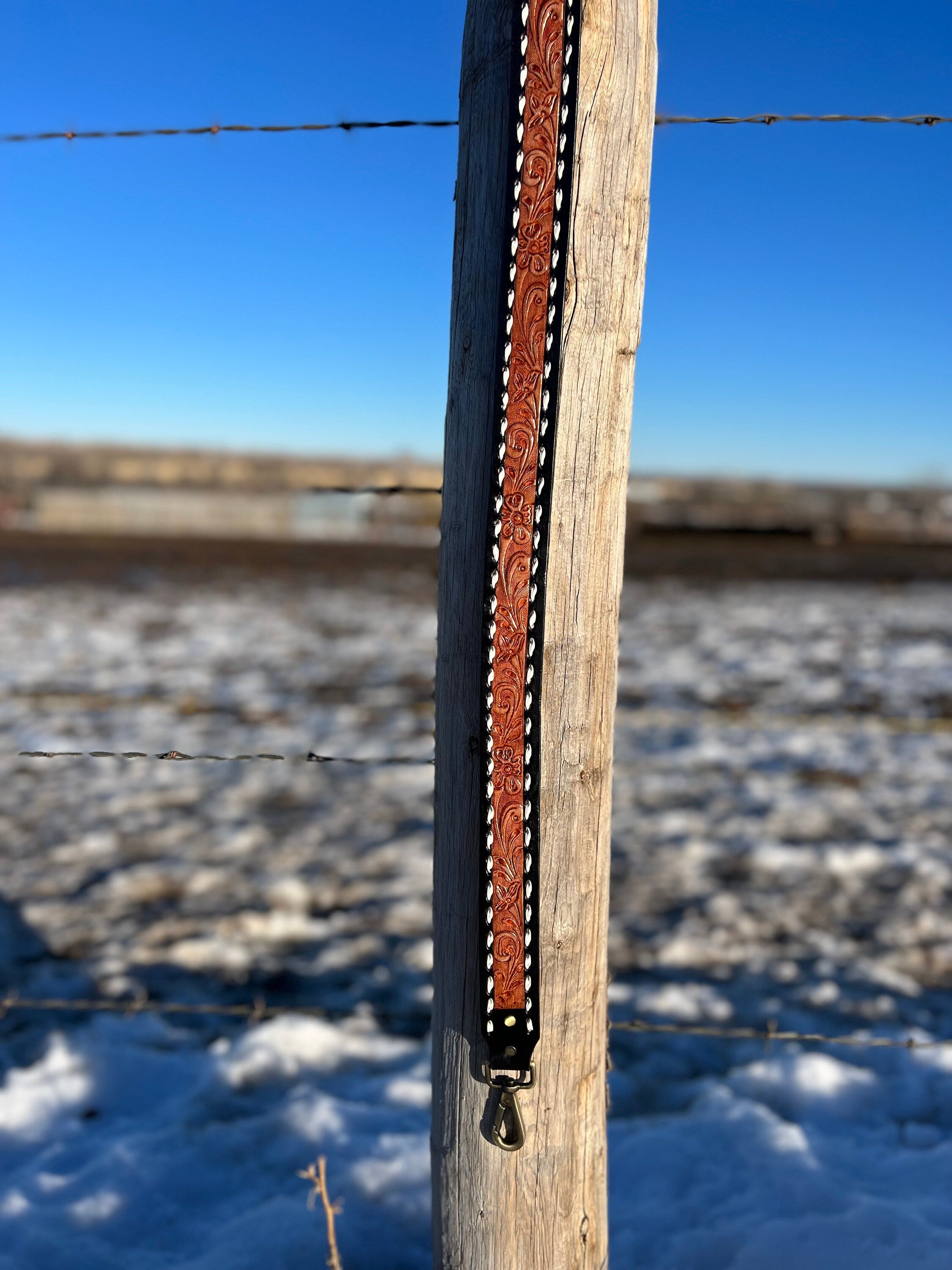 Tooled Leather Purse Strap